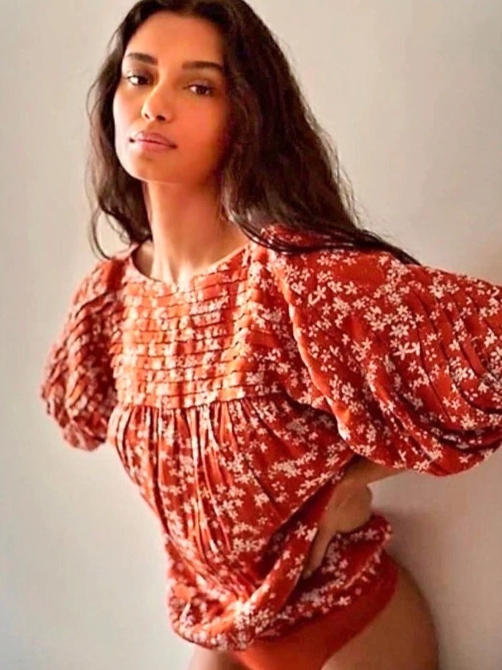 Free People Dessa Rust/Red Combo Body Suit